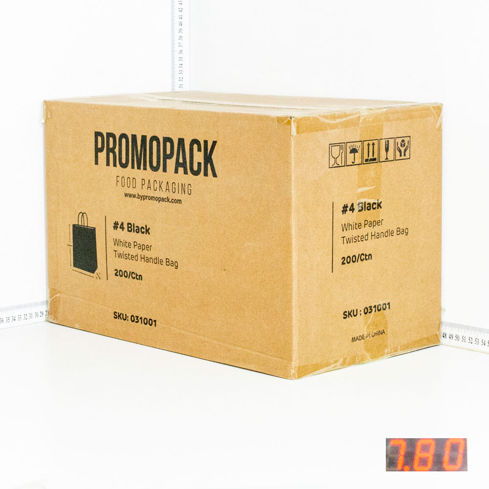 كيس #4 اسود ورق ابيض بيد ملفوفه 200 حبة 