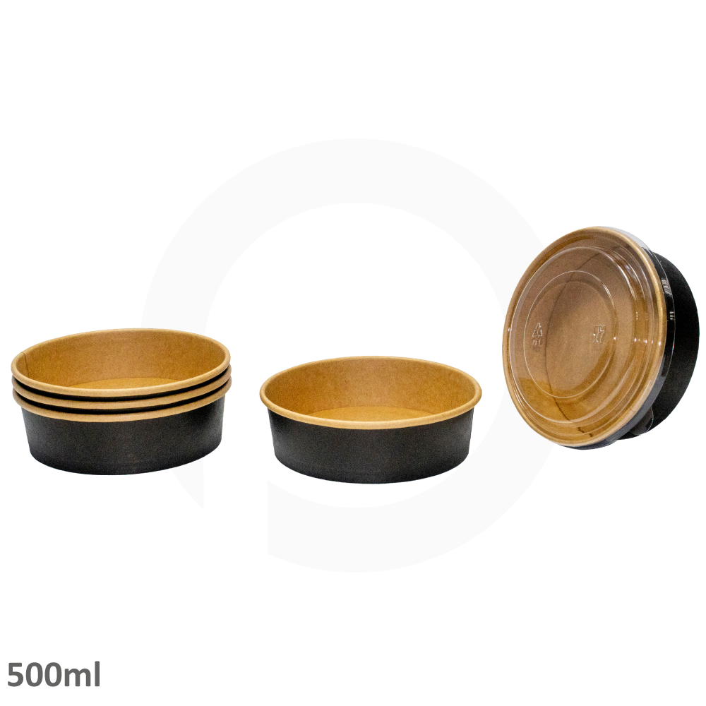 Black - 500ml Kraft Paper Salad Bowl - 300/ctn