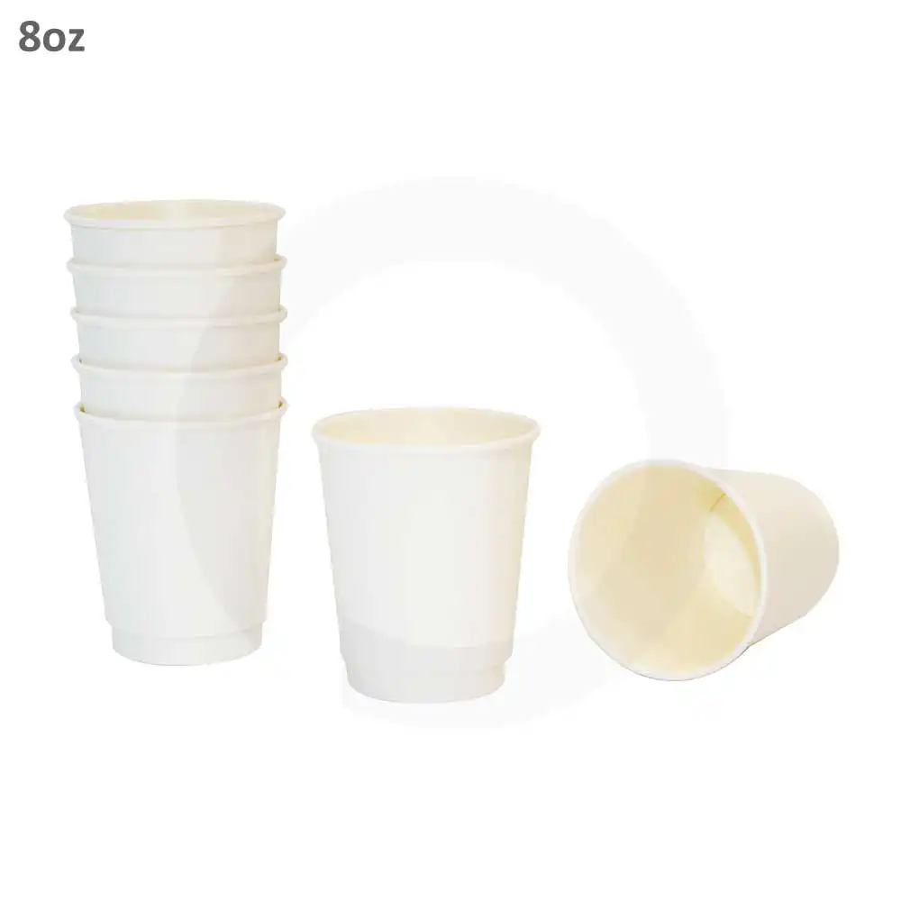 8oz Double Wall White Paper Cup 500/ctn