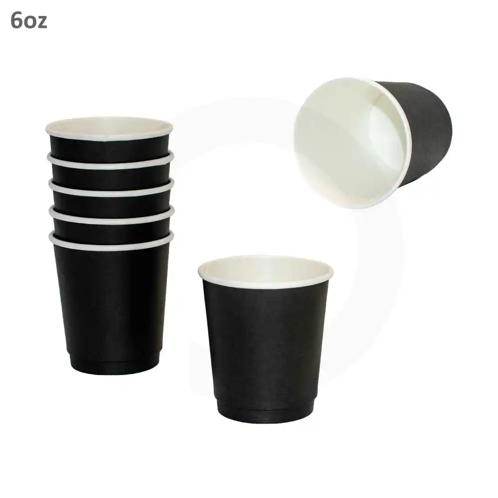 Black - 6oz Double Wall White Paper Cup 500/ctn