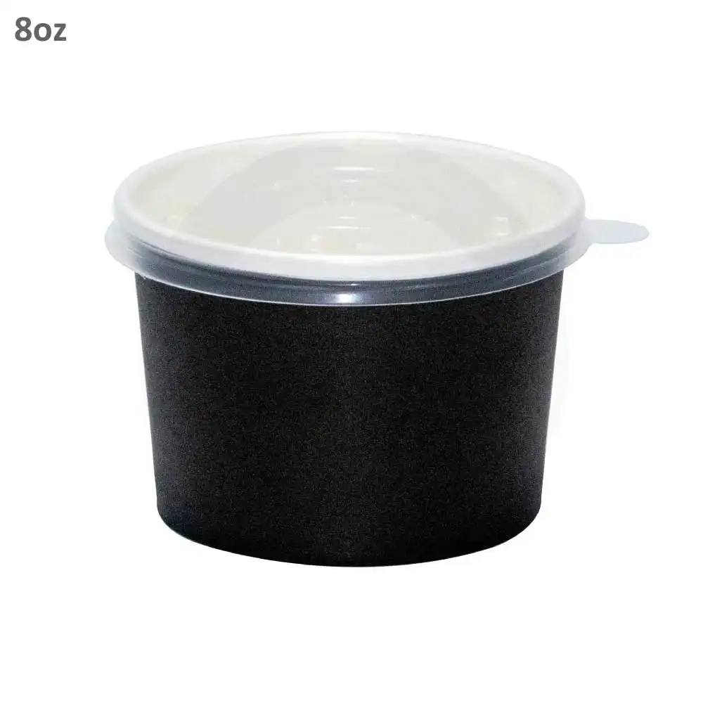 Black - 8oz White Paper Soup Cup 500/ctn