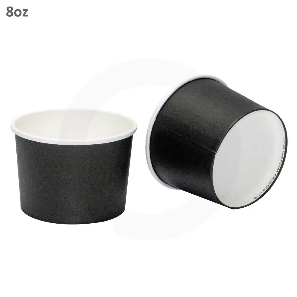 Black - 8oz White Paper Soup Cup 500/ctn