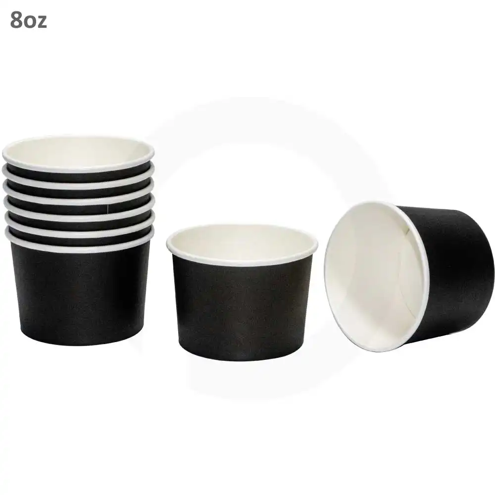 Black - 8oz White Paper Soup Cup 500/ctn