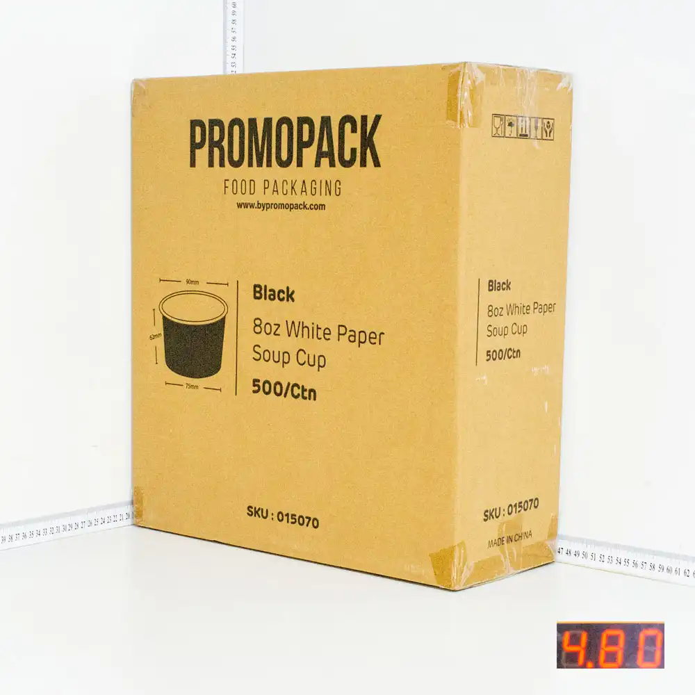 Black - 8oz White Paper Soup Cup 500/ctn