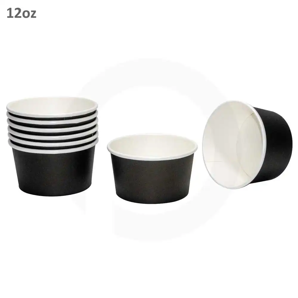 Black - 12oz White Paper Soup Cup 500/ctn