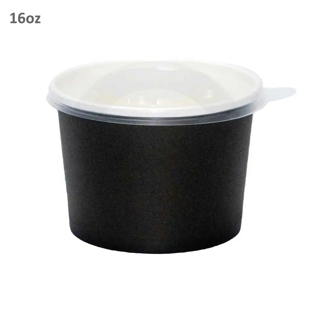 Black - 16oz White Paper Soup Cup 500/ctn
