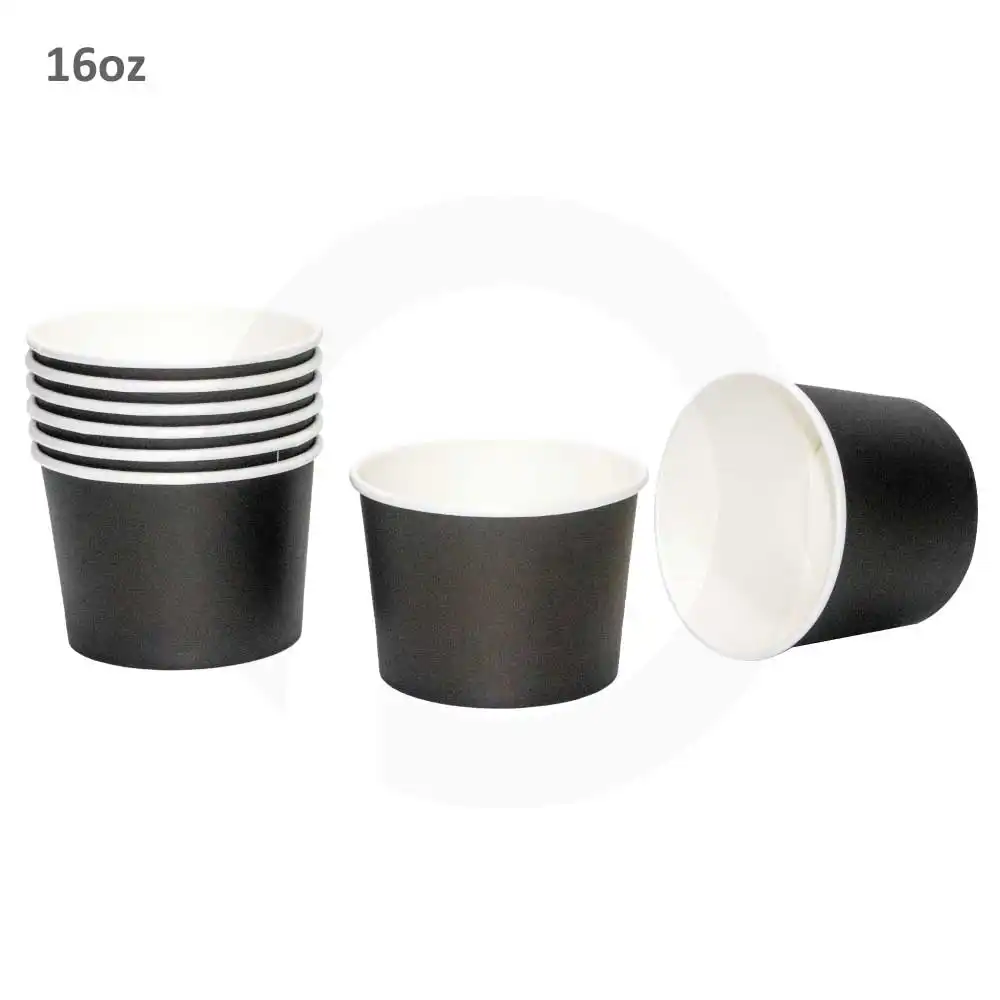 Black - 16oz White Paper Soup Cup 500/ctn