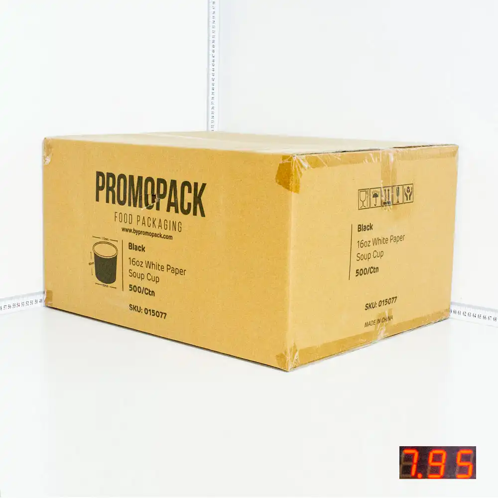 Black - 16oz White Paper Soup Cup 500/ctn