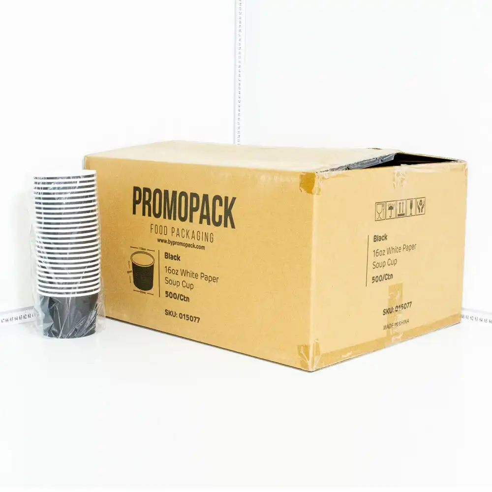 Black - 16oz White Paper Soup Cup 500/ctn