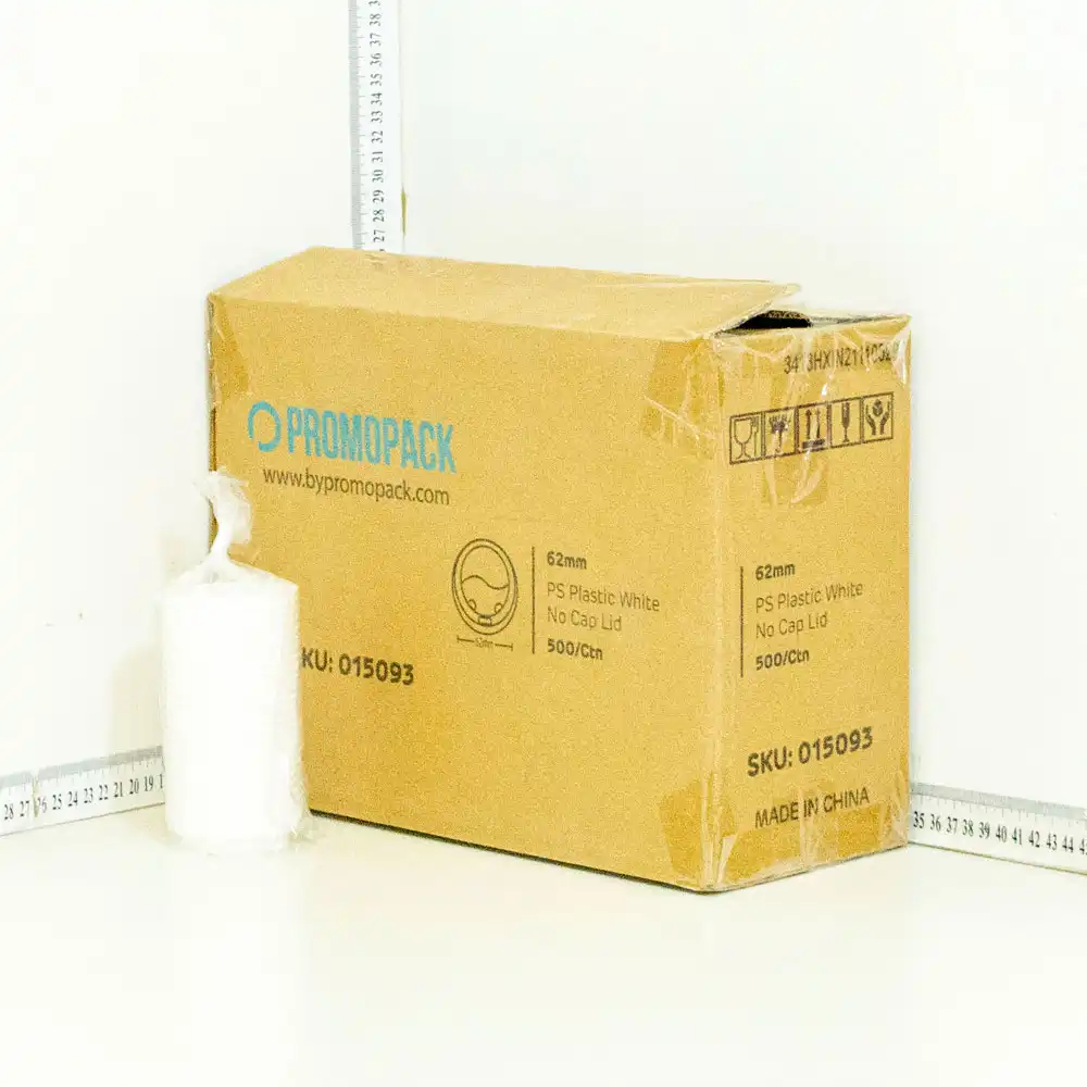 62mm PS Plastic White No Cap Lid  500/ctn