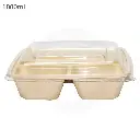 1000ml Bagasse Sugarcane Square 3-compartment Food Bowl 300/ctn