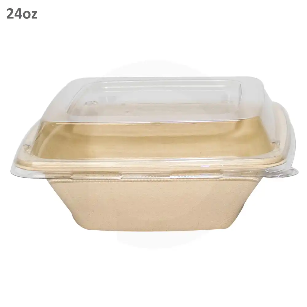 24oz Bagasse Sugarcane Square Food Bowl 300/ctn