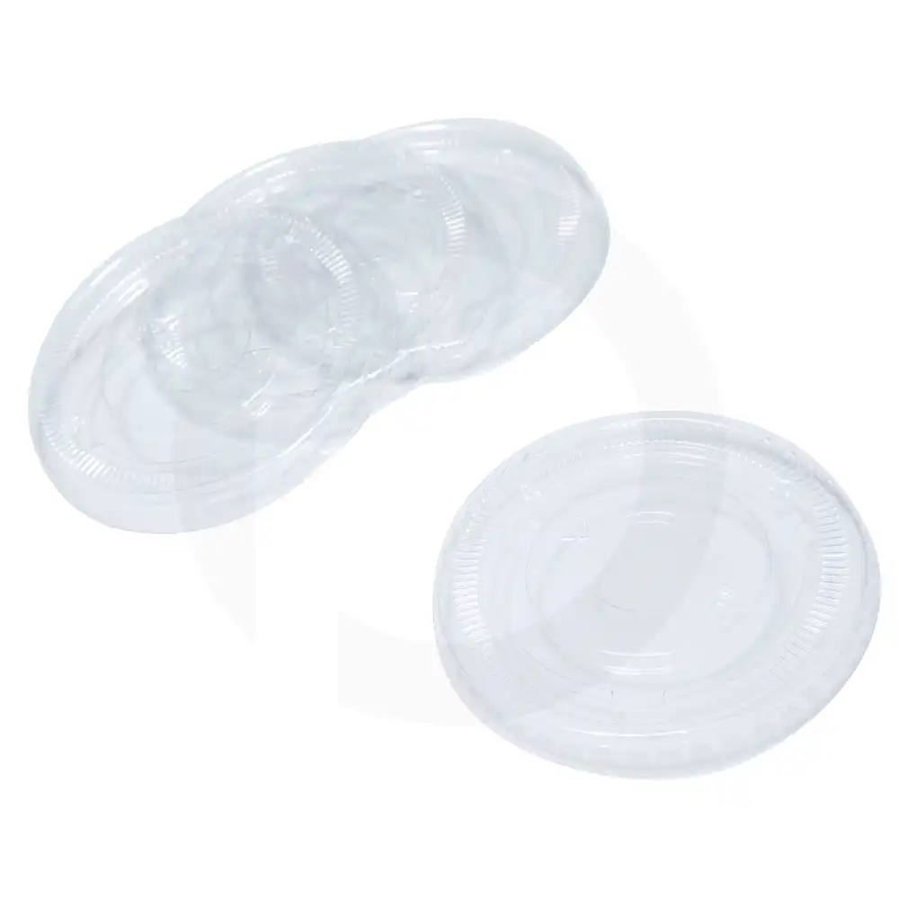 90mm Clear PET Plastic No Hole Flat Lid 1000/ctn