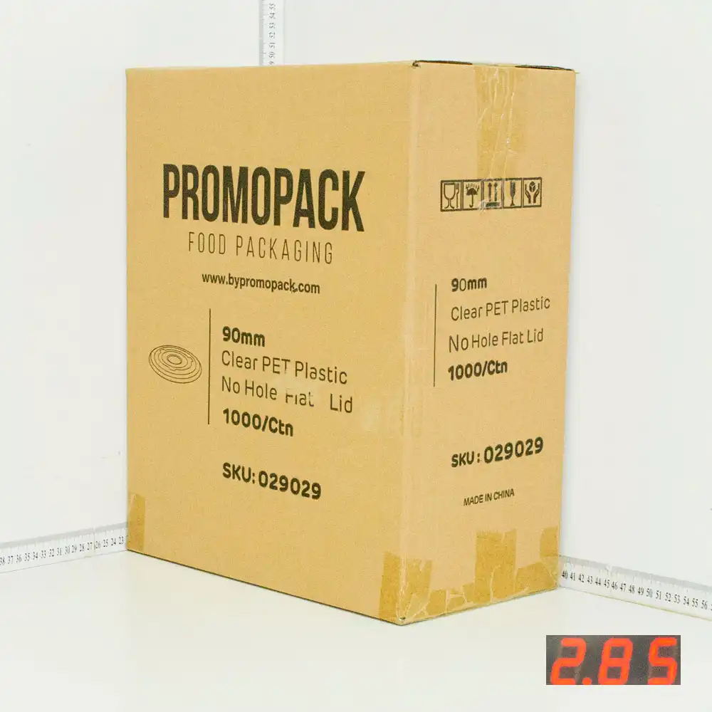 90mm Clear PET Plastic No Hole Flat Lid 1000/ctn