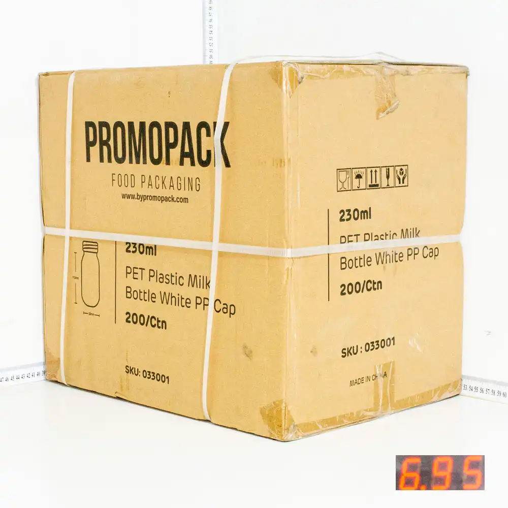 230ml PET Plastic Milk Bottle with White PP Cap 200/ctn