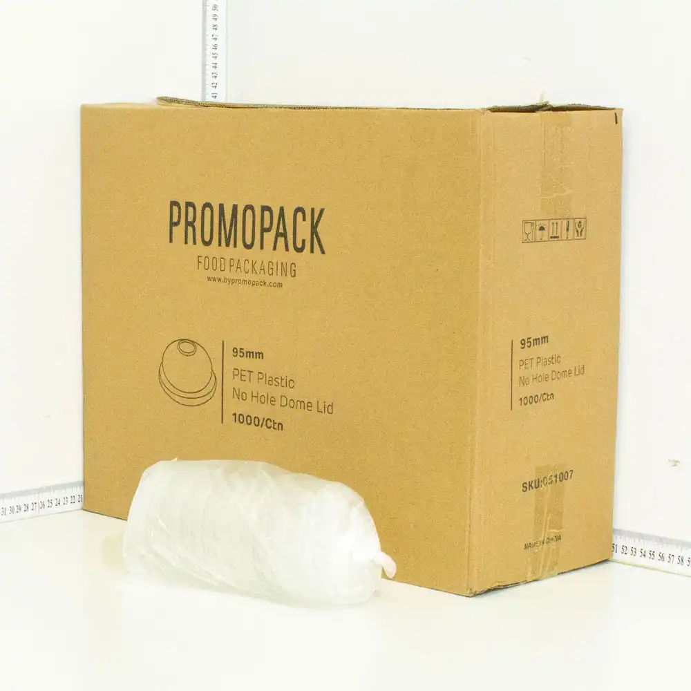 95mm PET Plastic No Hole Dome Lid 1000/ctn