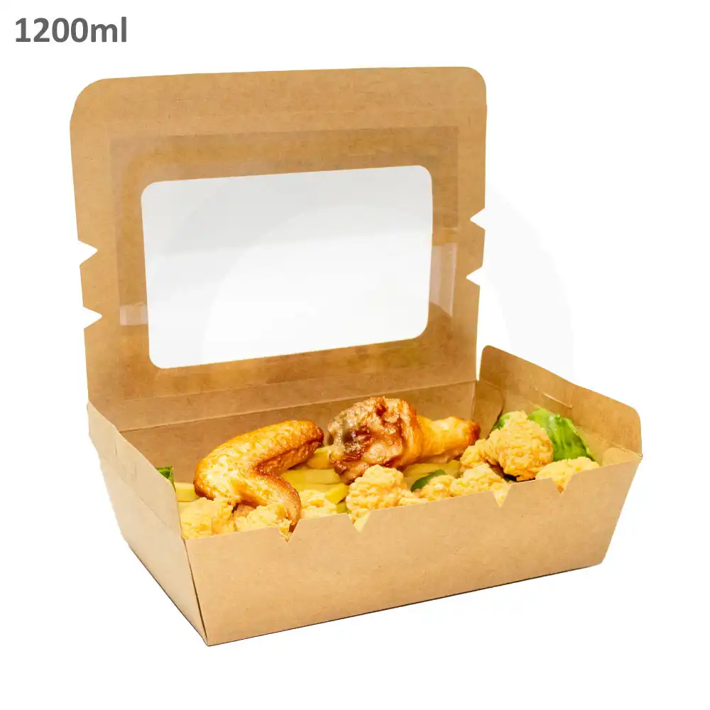 1200ml W Kraft Paper Window Lunch Box 200/ctn