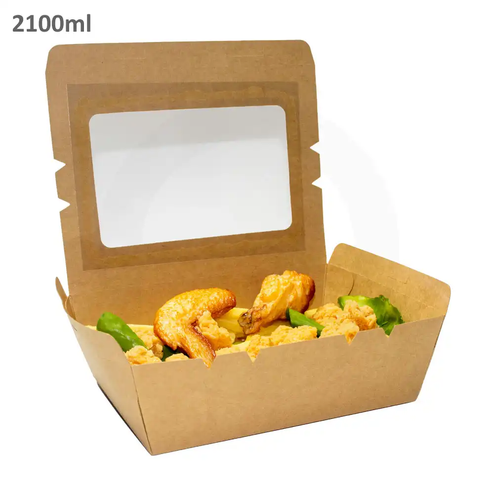 2100ml W Kraft Paper Window Lunch Box 200/ctn