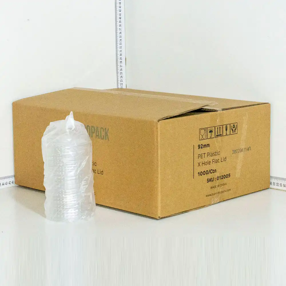 92mm PET Plastic Flat Lid X hole 1000/ctn