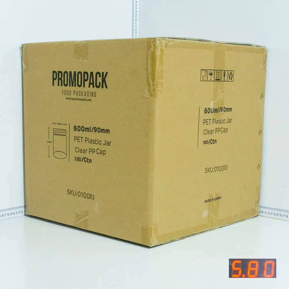 600ml/90mm PET Plastic Jar Clear PP Cap 100/ctn