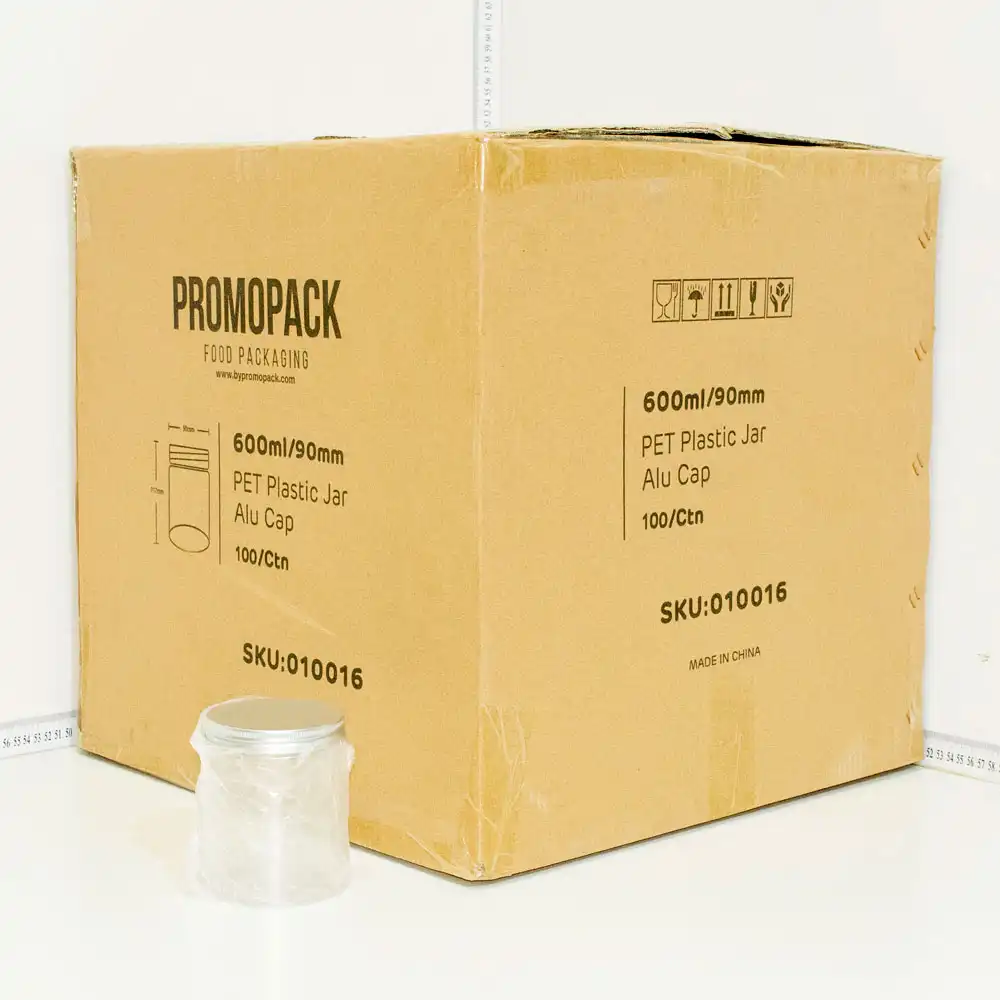600ml/90mm PET Plastic Jar Alu Cap 100/ctn