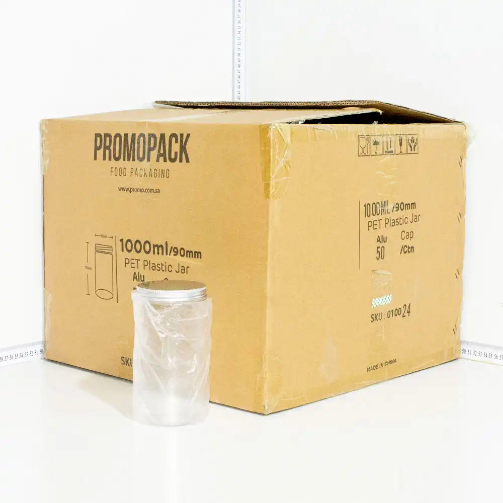 1000ml/90mm PET Plastic Jar Alu Cap 50/ctn
