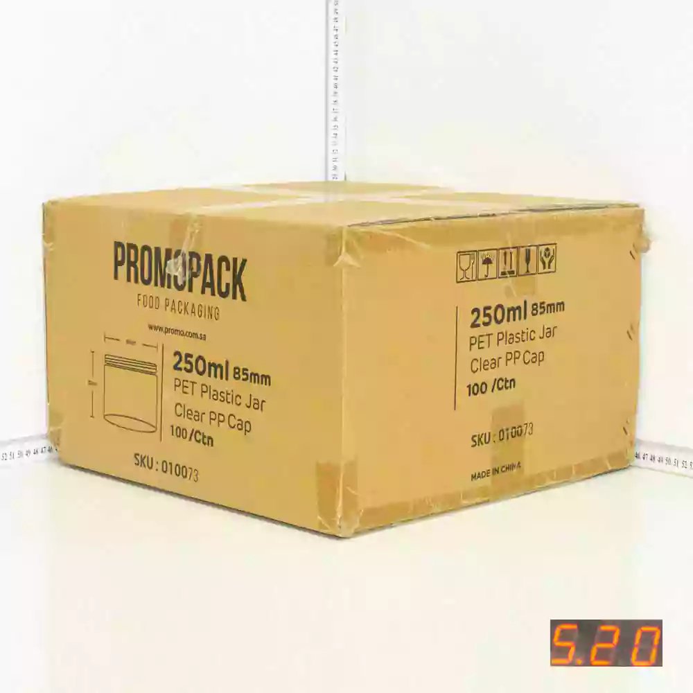 250ml/85mm PET Plastic Jar Clear PP Cap 100/ctn