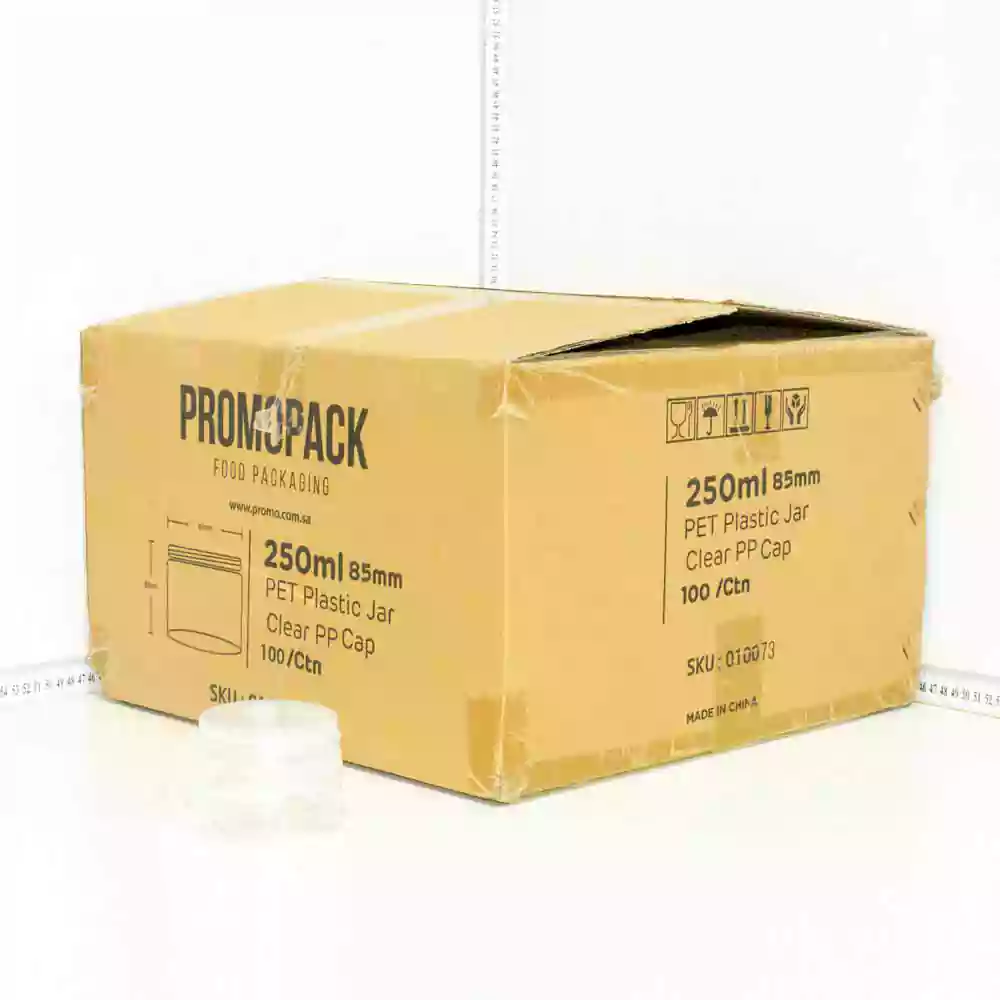 250ml/85mm PET Plastic Jar Clear PP Cap 100/ctn