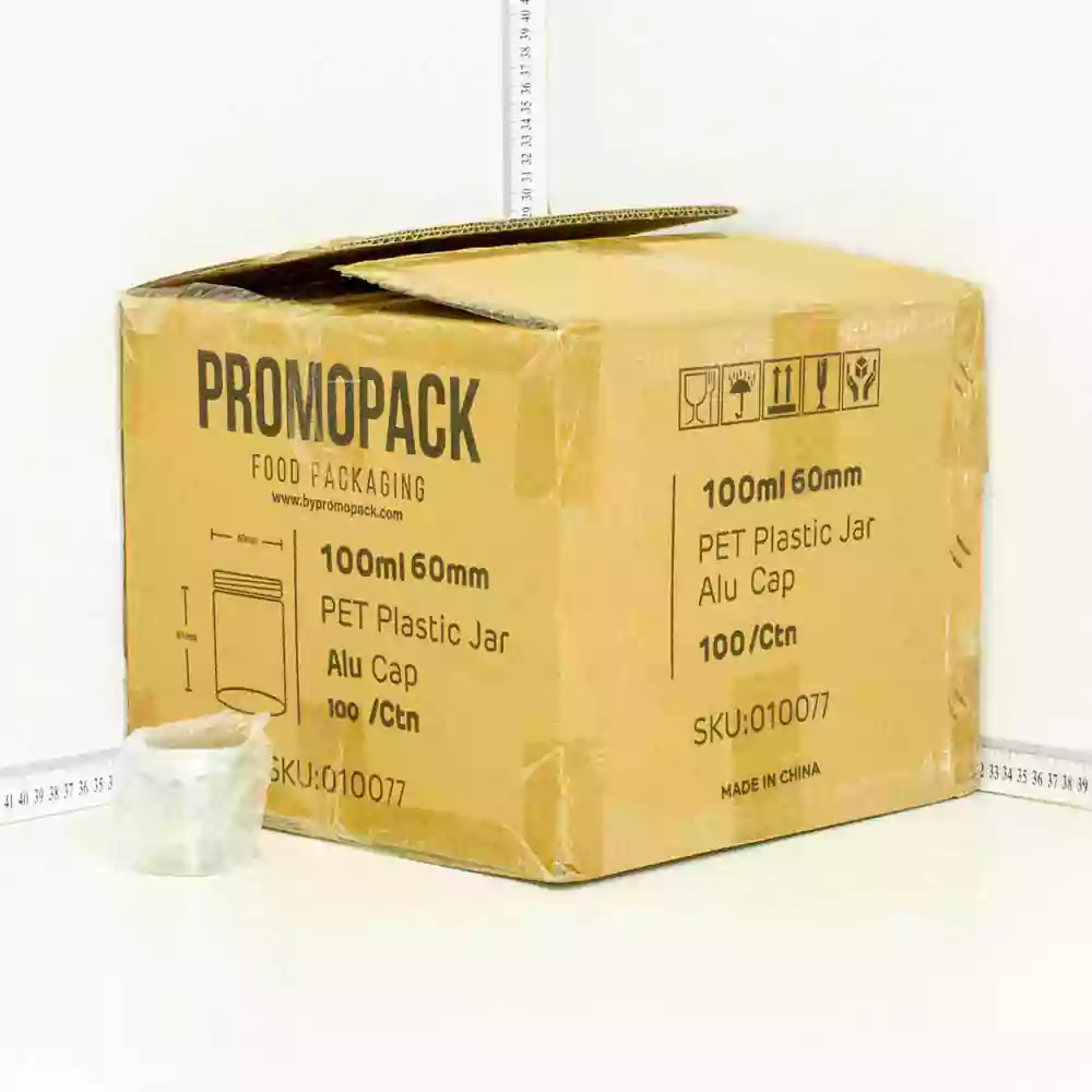 100ml/60mm PET Plastic Jar Alu Cap 100/ctn