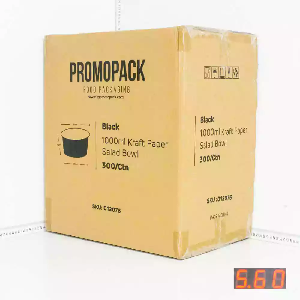 Black - 1000ml Kraft Paper Salad Bowl 300/ctn