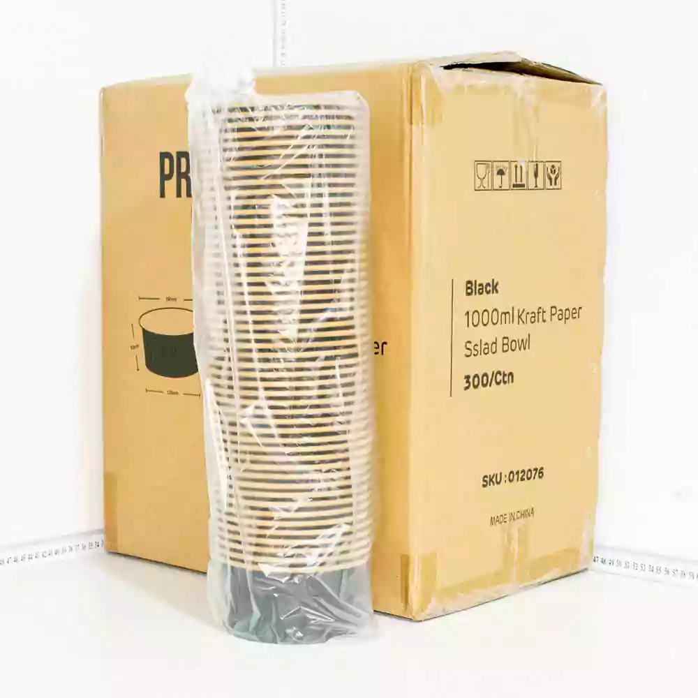 Black - 1000ml Kraft Paper Salad Bowl 300/ctn