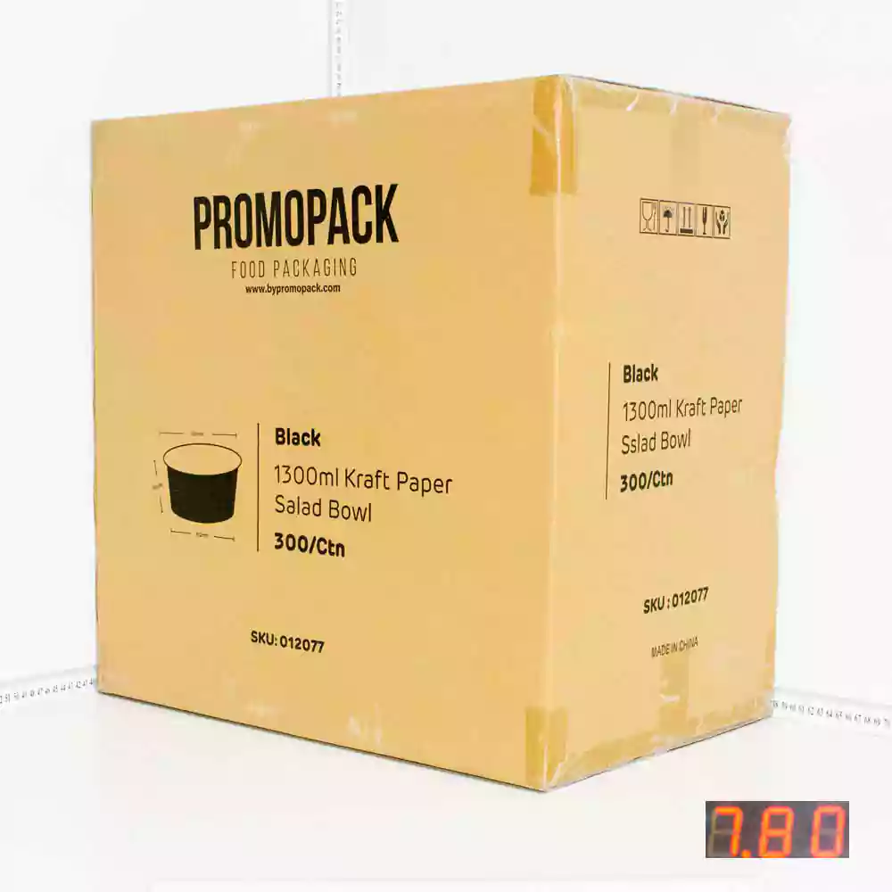 Black - 1300ml Kraft Paper Salad Bowl 300/ctn