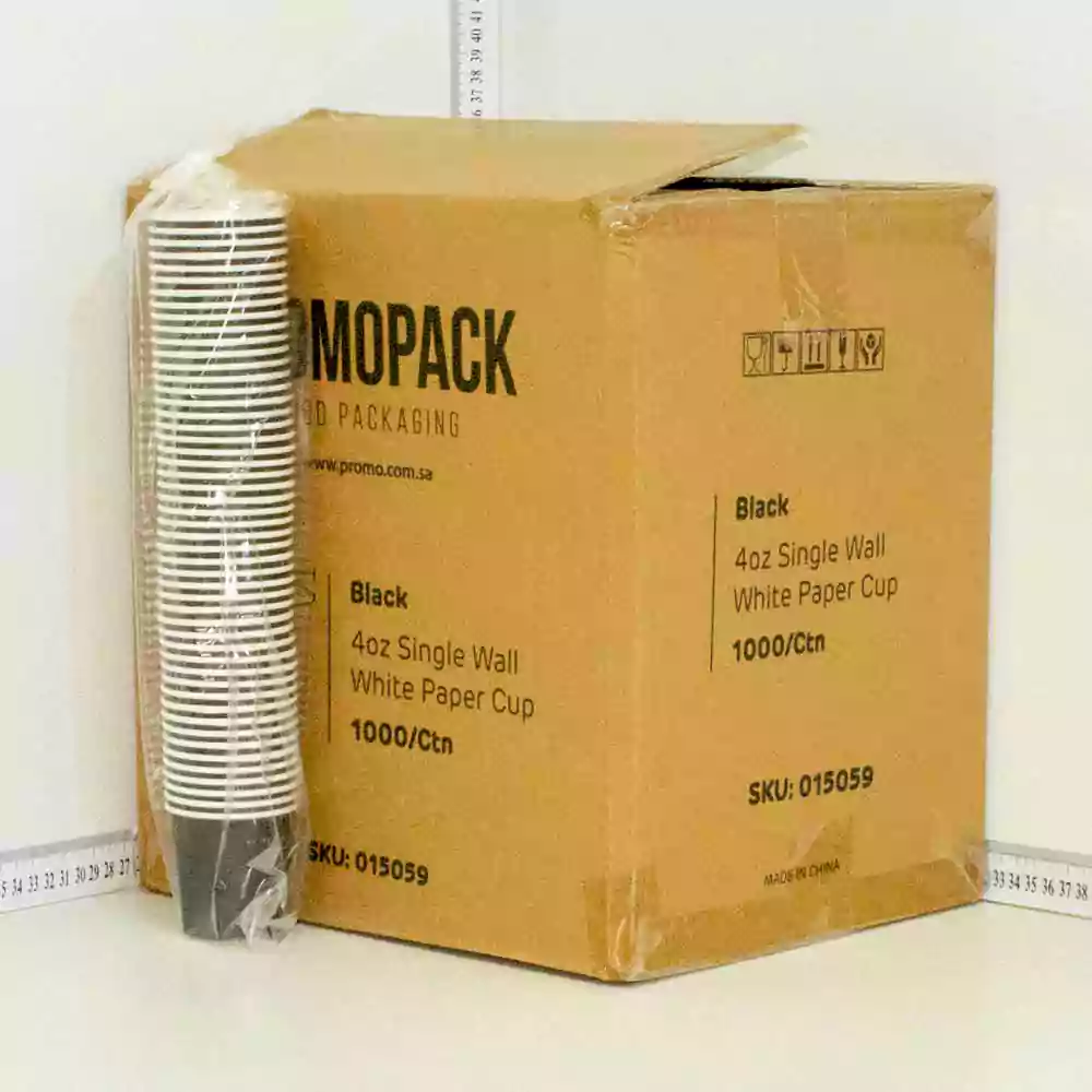 Black - 4oz Single Wall White Paper Cup 1000/ctn