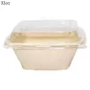 32oz Bagasse Sugarcane Square Food Bowl 300/ctn