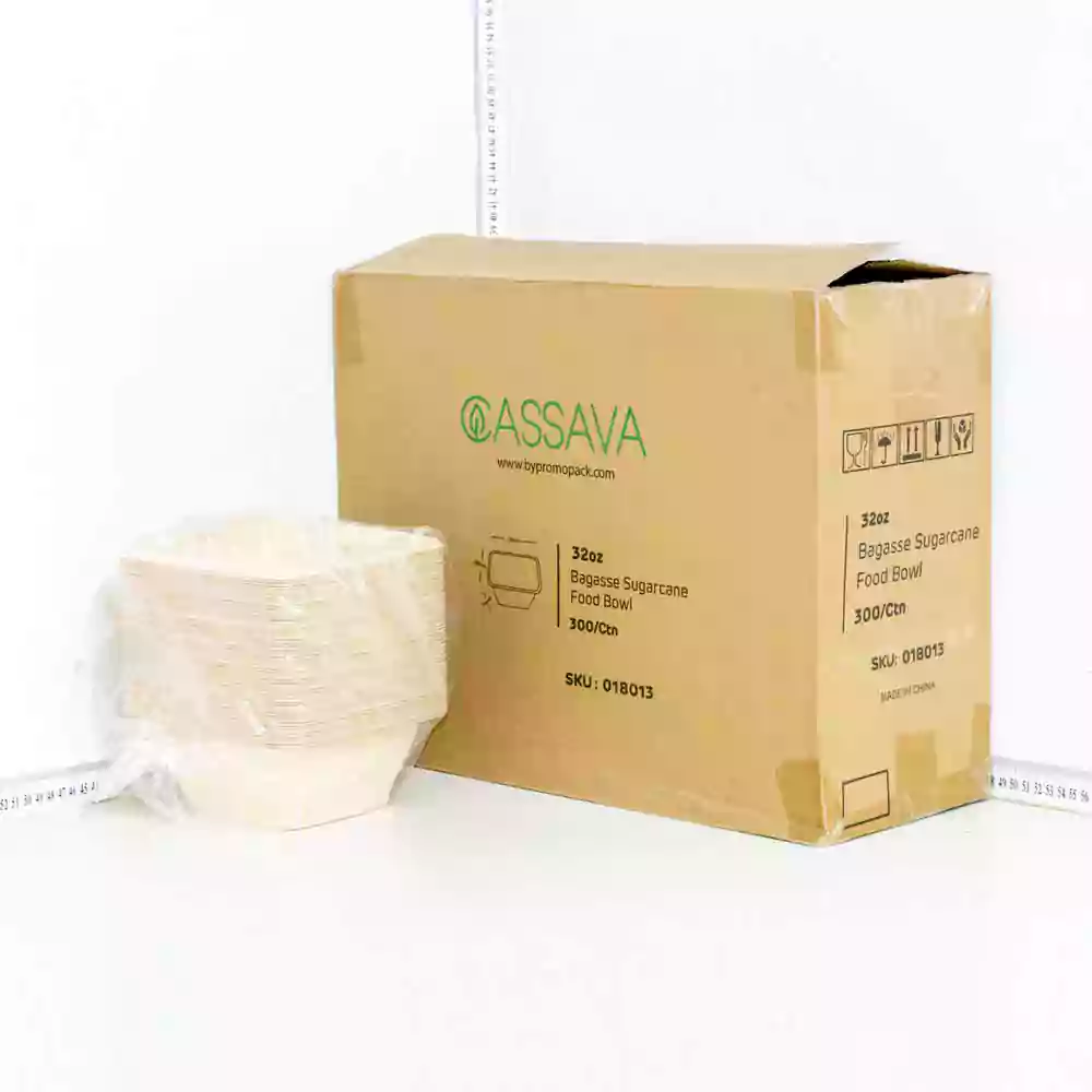 32oz Bagasse Sugarcane Square Food Bowl 300/ctn