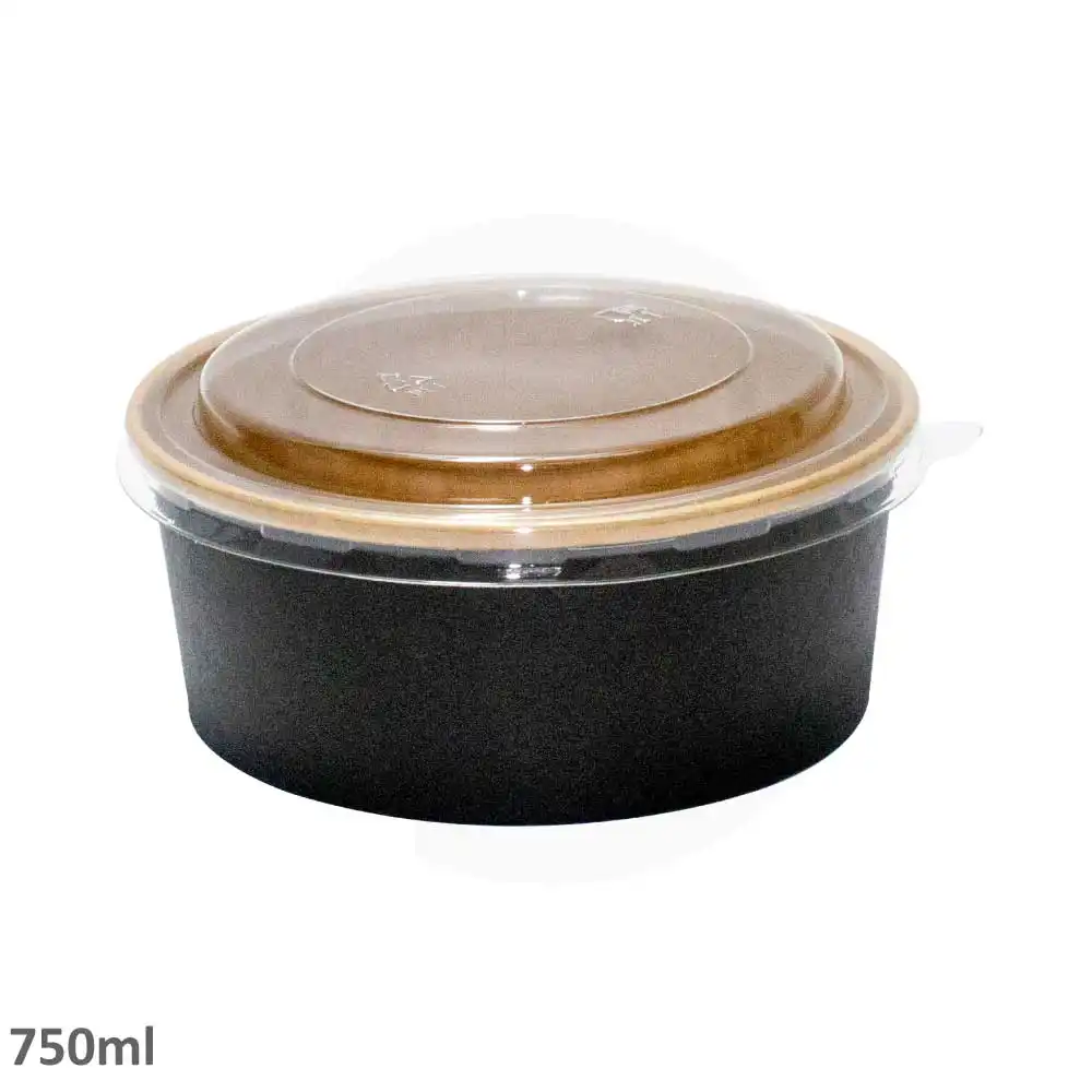 Black - 750ml Kraft Paper Salad Bowl 300/ctn