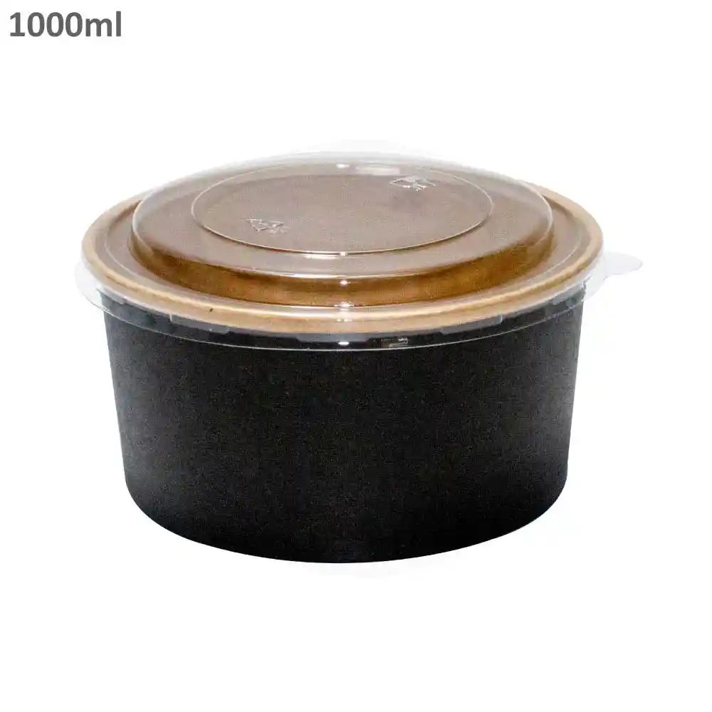 Black - 1000ml Kraft Paper Salad Bowl 300/ctn
