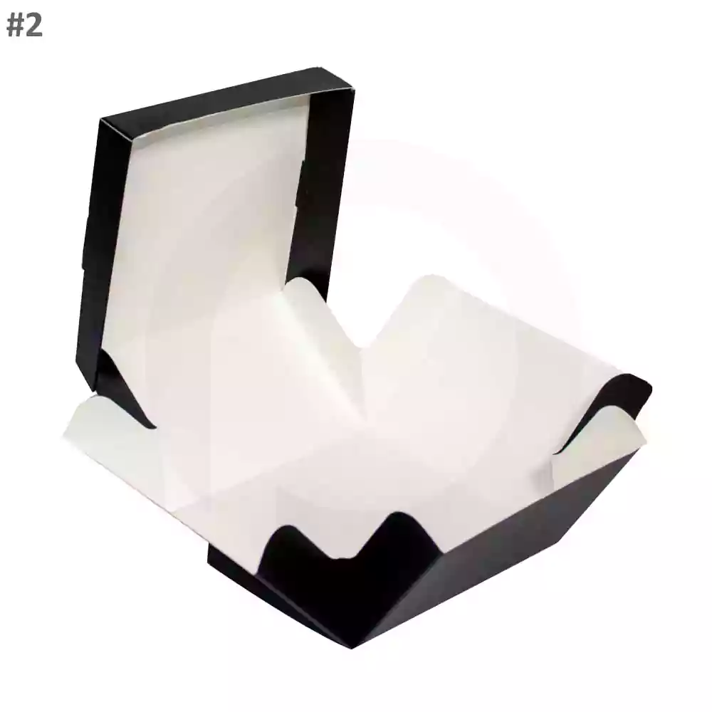 Black - #2 R Top & Bottom Connected White Paper Box 200/ctn