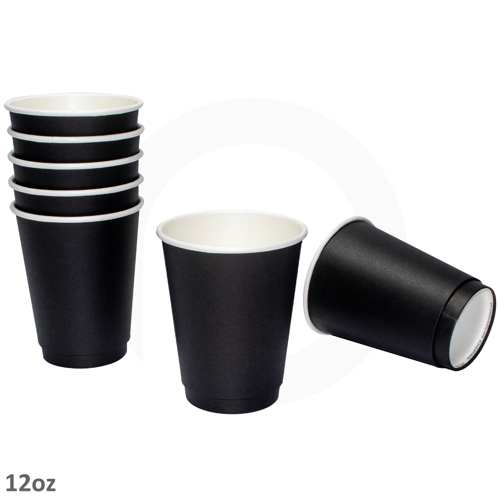 Black - 12oz Double Wall White Paper Cup   500/ctn