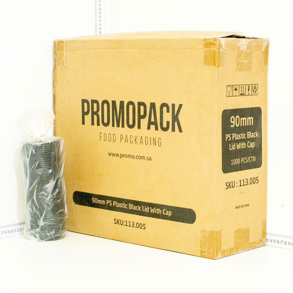 90mm PS Plastic Shiny Black With Cap Lid 1000/ctn