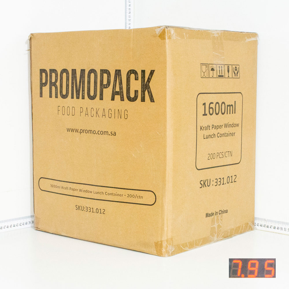 1600ml Kraft Paper Window Lunch Box 200/ctn