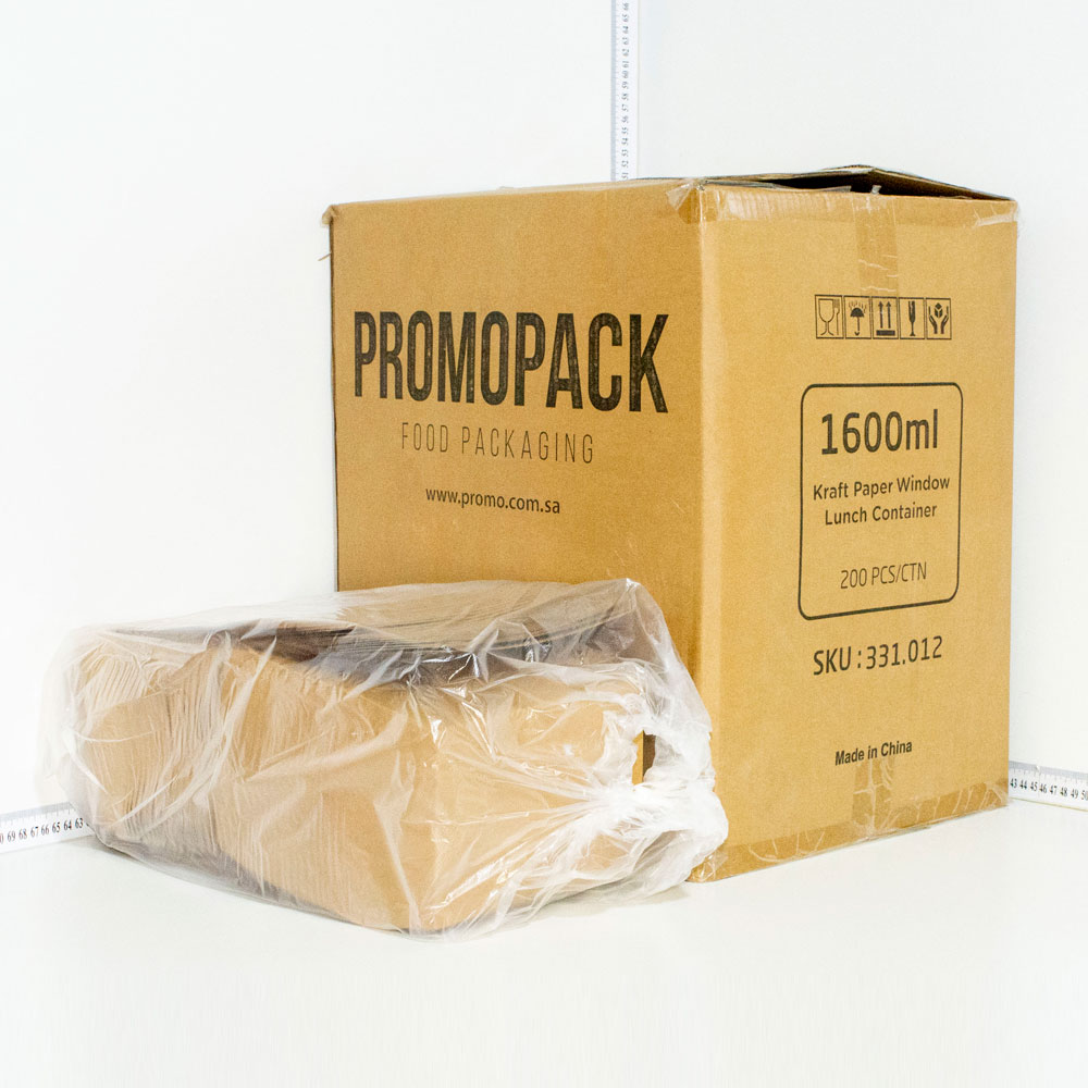 1600ml Kraft Paper Window Lunch Box 200/ctn
