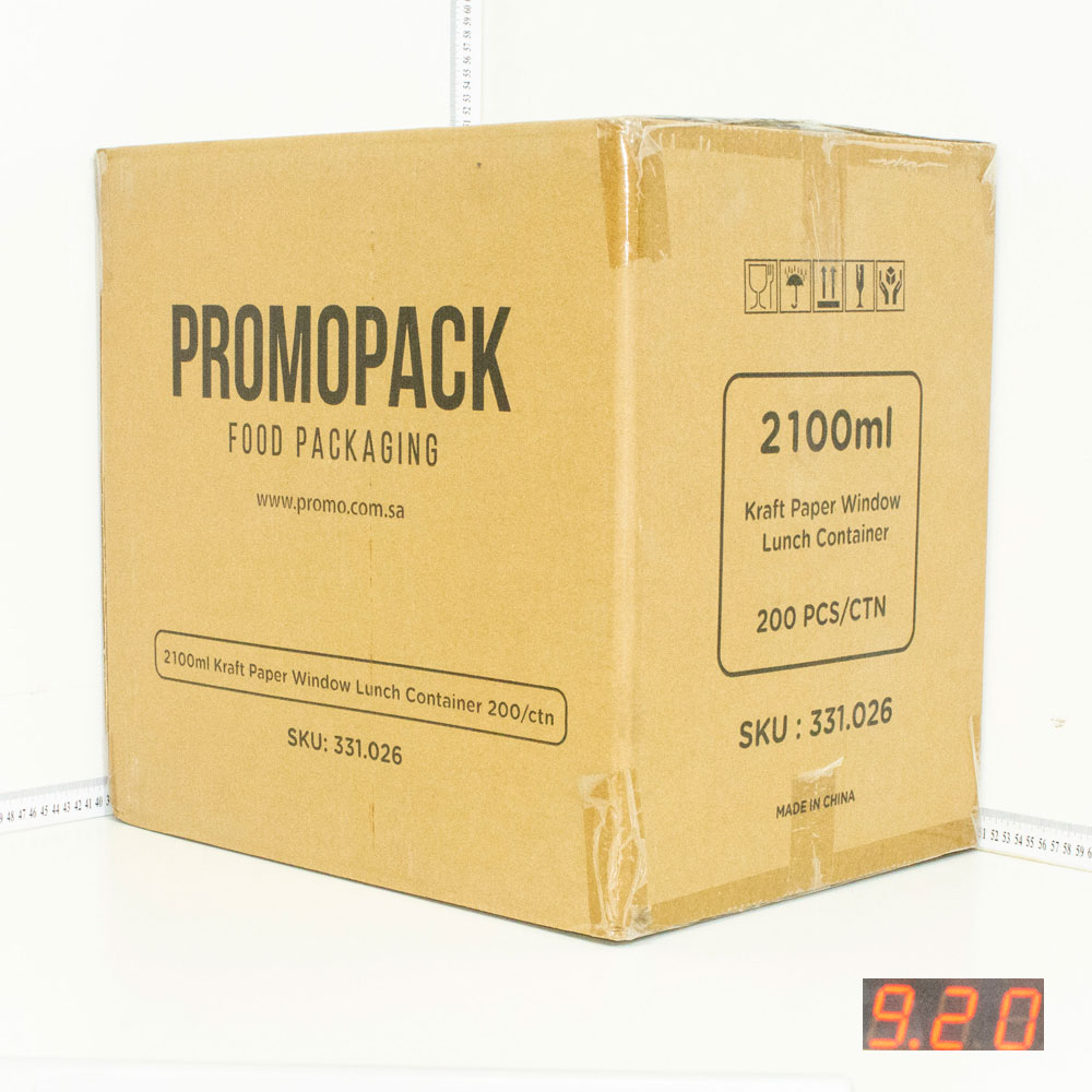 2100ml Kraft Paper Window Lunch Box 200/ctn