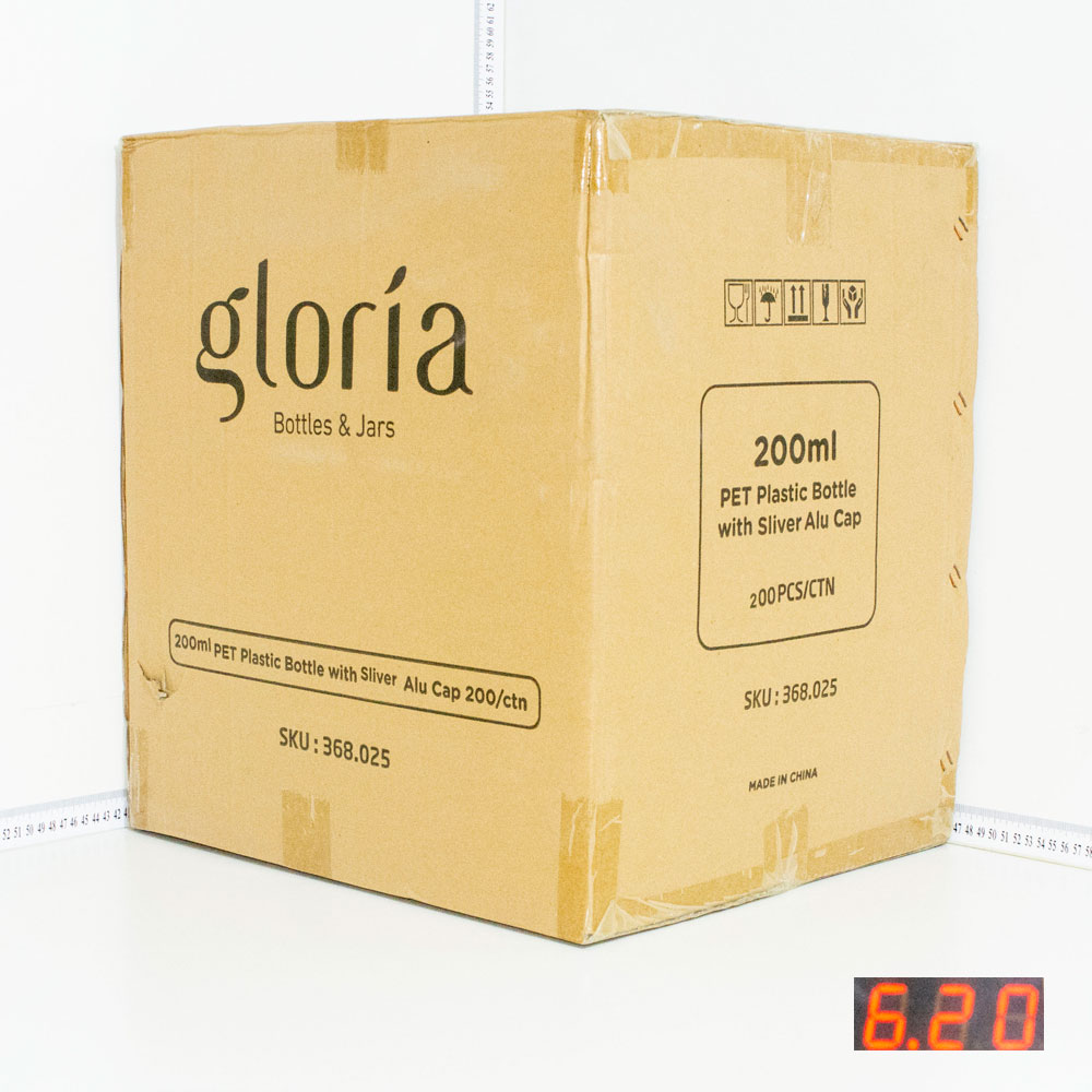 200ml PET Plastic Bottle with Sliver Alu Cap 200/ctn