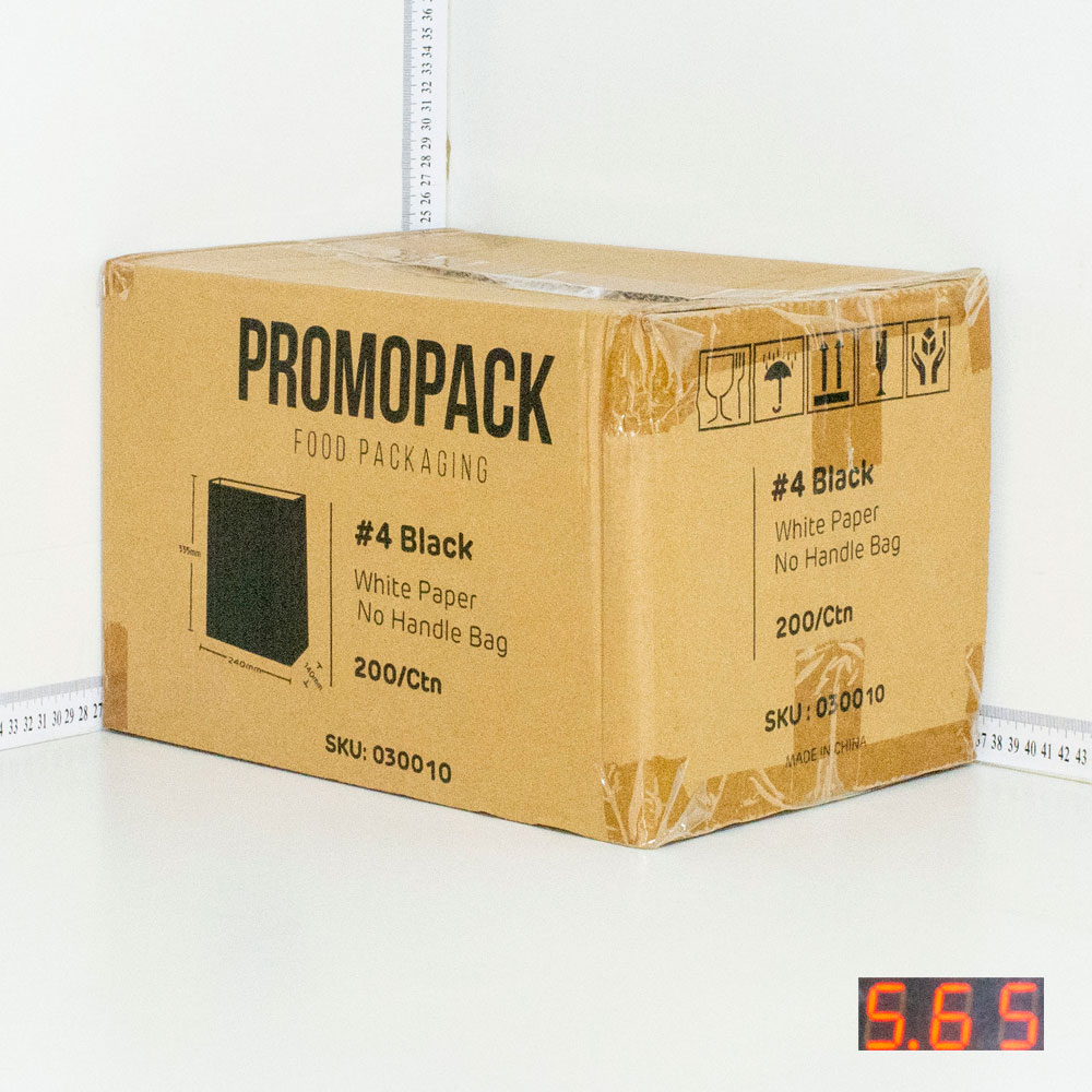 Black - #4 White Paper No Handle Bag 200/ctn