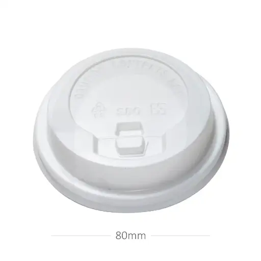 [015041] 80mm PS Plastic White with Cap Lid 1000/ctn