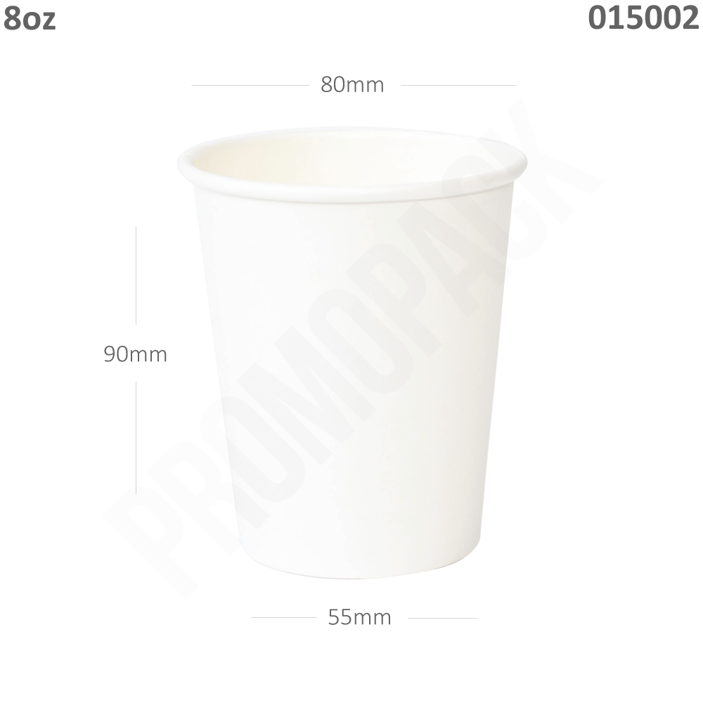 8oz Single Wall White Paper Cup 1000/ctn