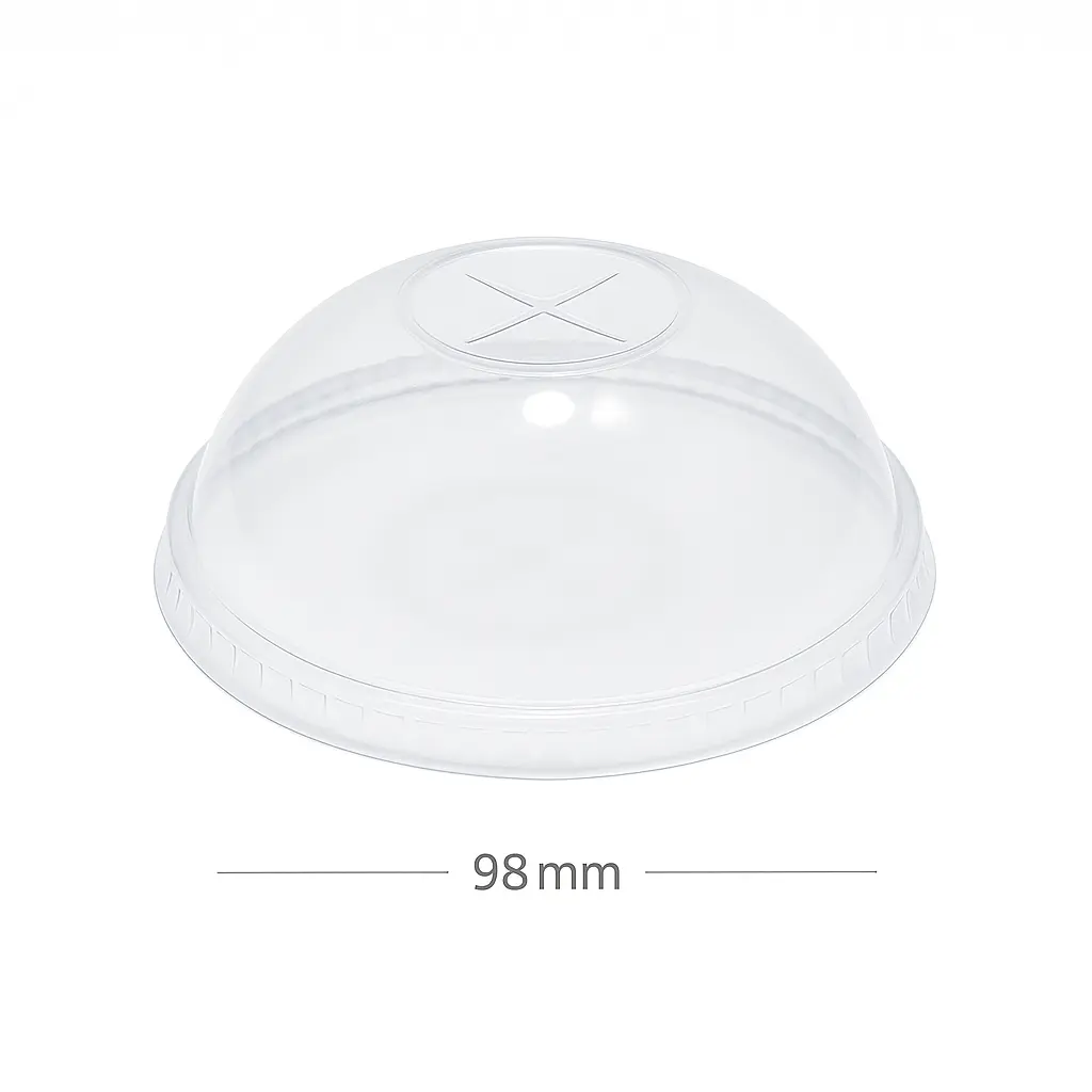 98mm Clear PET Plastic X Hole Dome Lid 1000/ctn