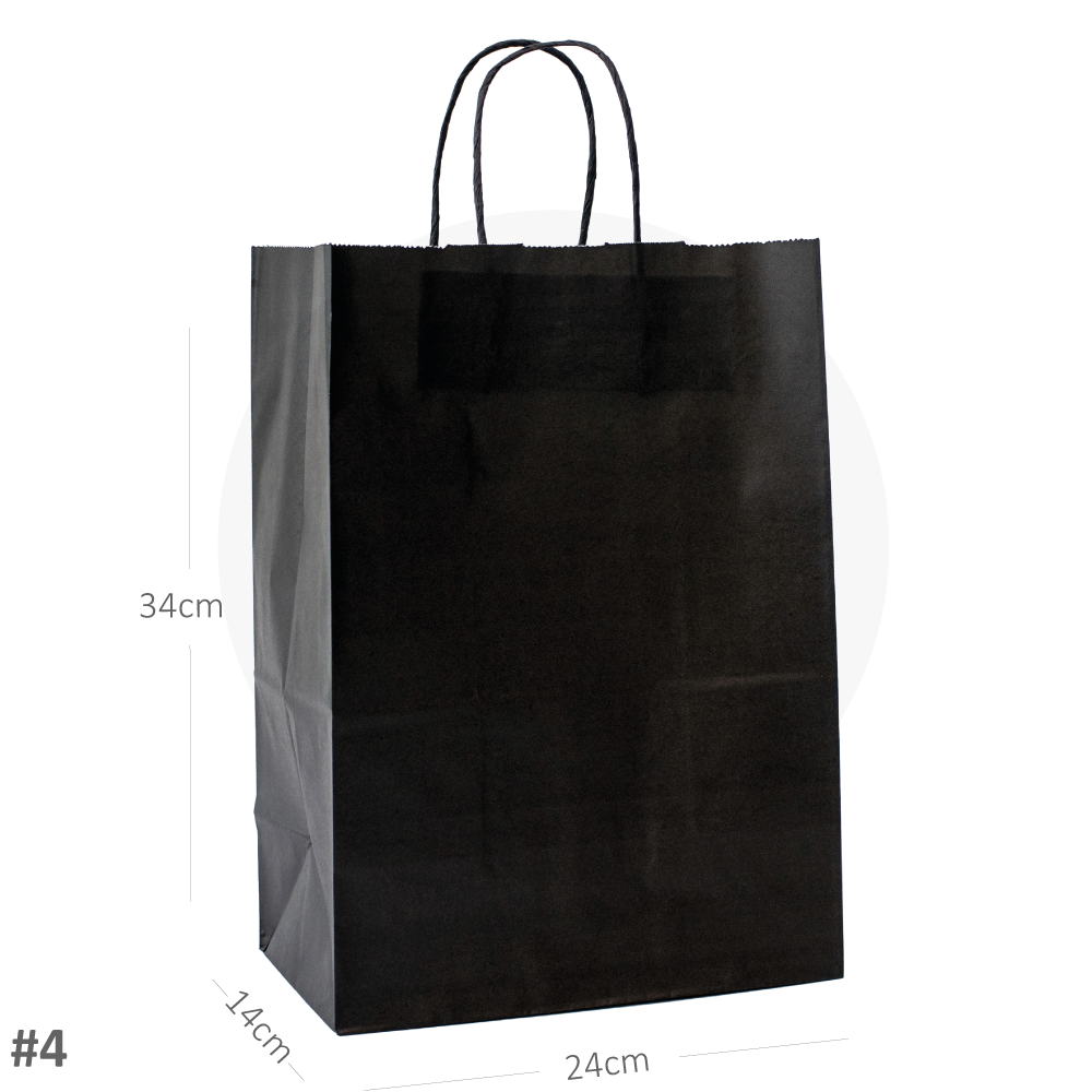 Black - #2414 White Paper Twisted Handle Bag 200/ctn