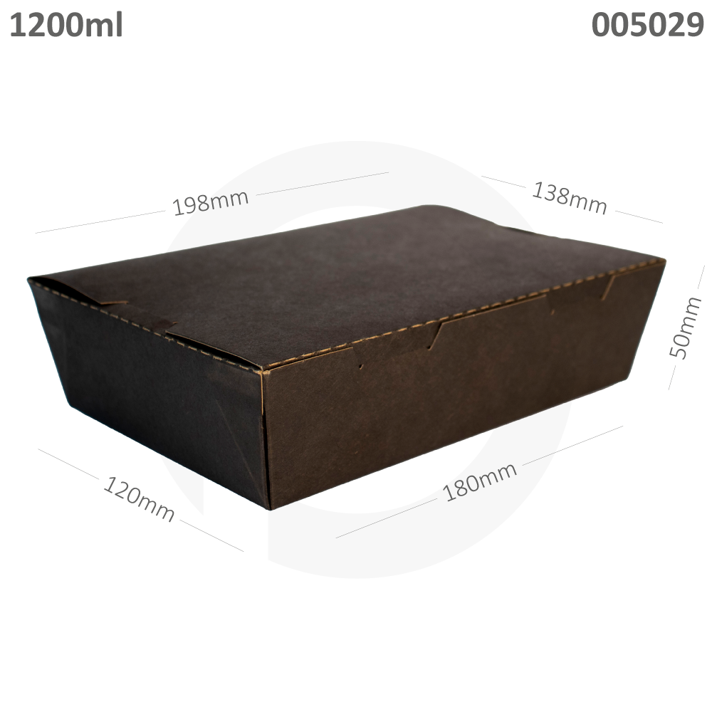 Black - 1200ml Kraft Paper Lunch Box 200/ctn